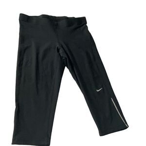 Nike Dri Fit Mid Rise Womens Cycling Shorts Black  Back Zip Pocket Size Small